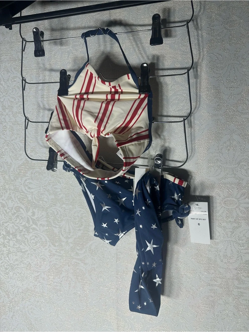 Jessica Simpson Girls 3 Piece Swim Suit Set American Flag Size 6
